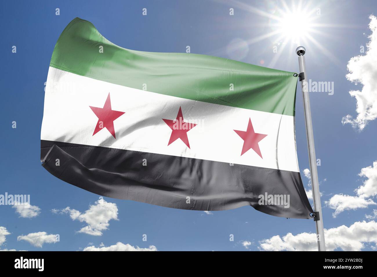 Vieux drapeau de la Syrie, révolution Banque D'Images