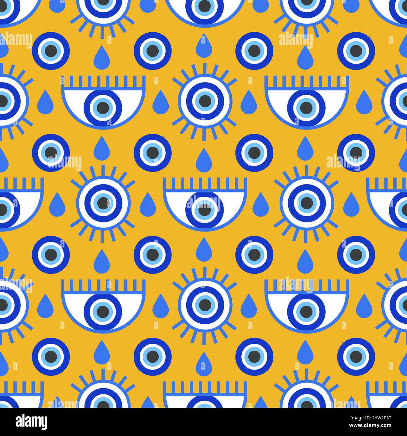 Mauvais oeil grec modèle sans couture. Fond vectoriel turc avec des perles bleues et nazar magique. L'amulette mystique est le symbole de la protection et de la chance. Arabe Illustration de Vecteur