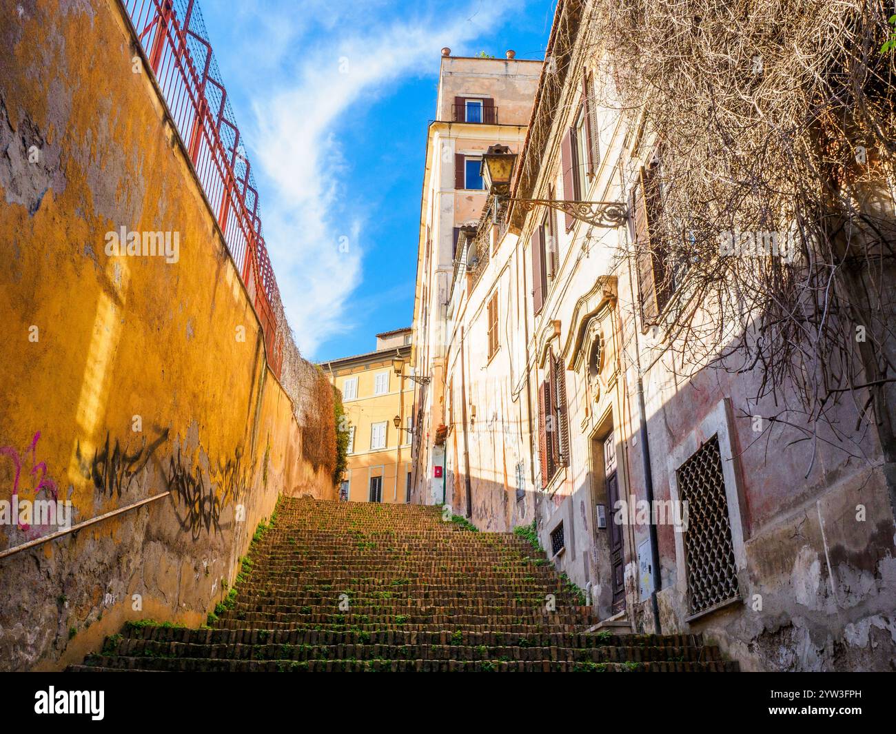 Starway in via di Sant'Onofrio in rione Trastevere - Rome, Italie Banque D'Images