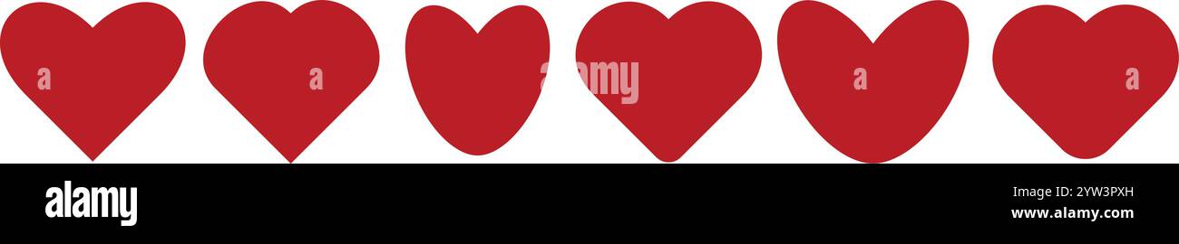 Différents types de coeurs vectoriels isolés. Illustration de Vecteur