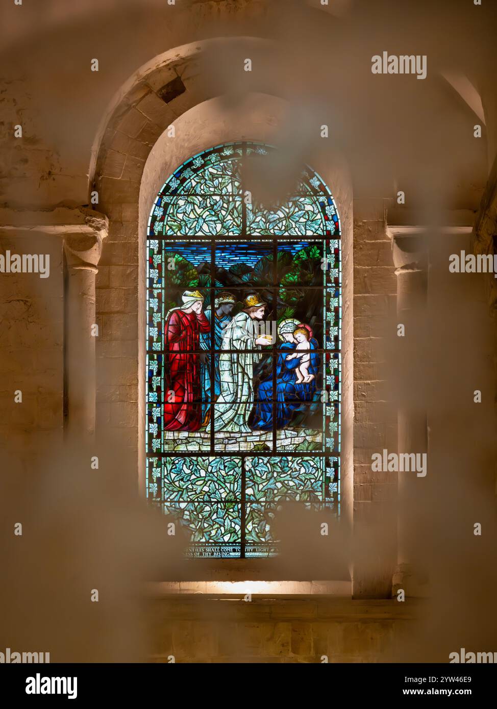 Vitrail de la chapelle Epiphany, cathédrale de Winchester, Royaume-Uni Banque D'Images