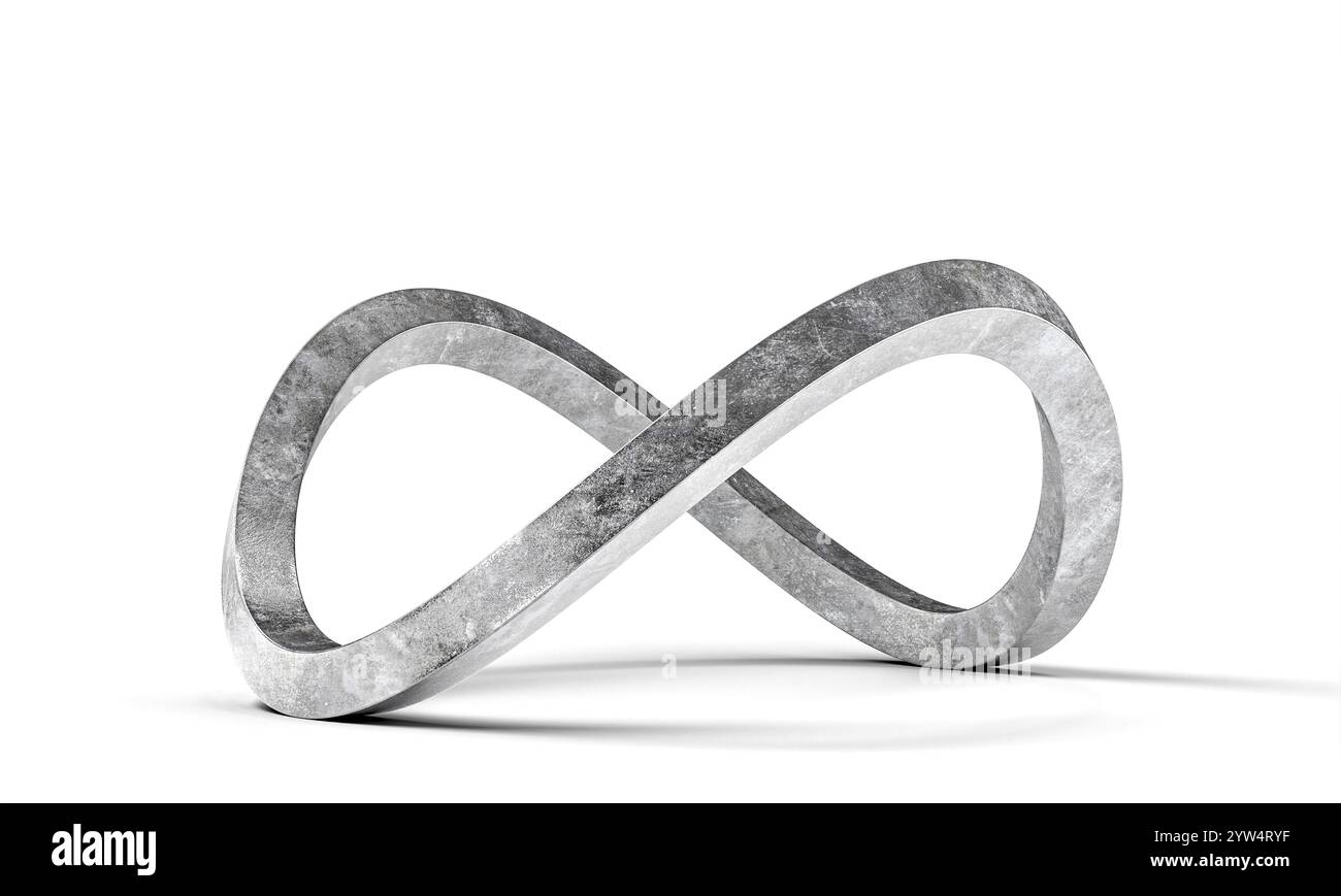 Symbole de l'infini représentant l'éternité, illimitée, boucle sans fin 3d sur blanc Banque D'Images