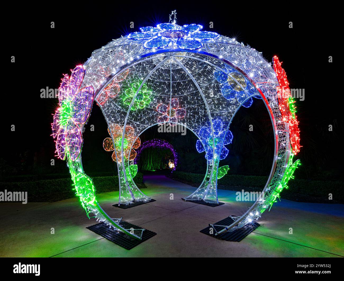Lumières de Noël. Port : jardin botanique Lucie. Port : Lucie, Floride, États-Unis Banque D'Images