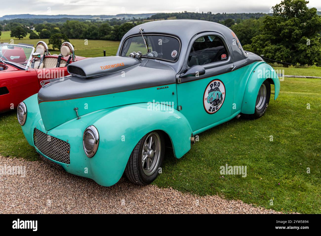 Bristol, Royaume-Uni- 11 août 2024 : Custom 1941 Willys Coupe Hot Rod au Classic car Show. Banque D'Images