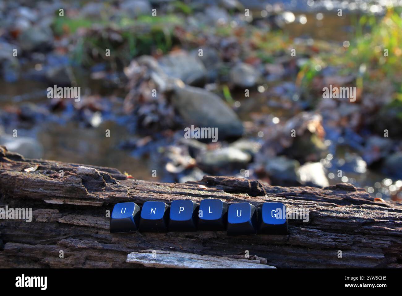 Les lettres au clavier nous rappellent de débrancher et de nous efforcer d'atteindre un équilibre sain entre vie professionnelle et vie privée Banque D'Images