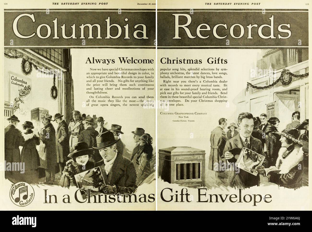 Annonce de Noël de Columbia Records 1920 Banque D'Images