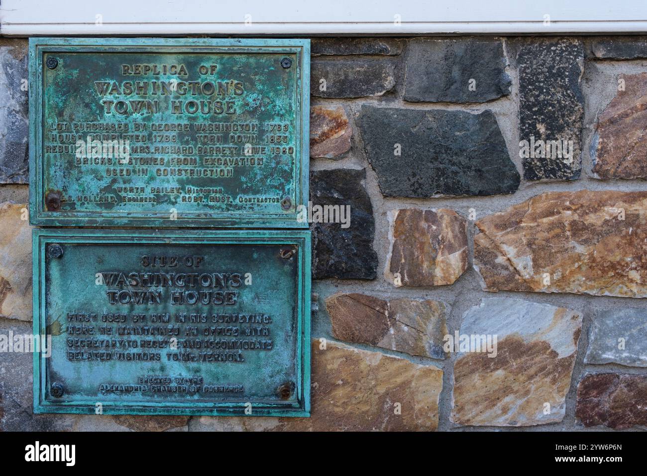 Alexandria, Virginie, États-Unis. Marqueur historique désignant la maison de ville de George Washington. Banque D'Images