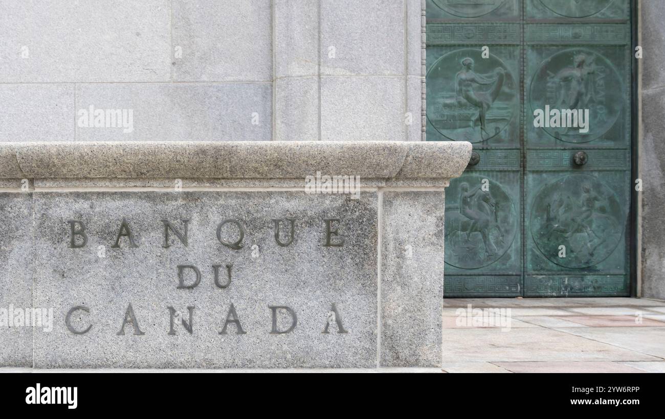 Banque du Canada en français - signature Banque du Canada au siège social à Ottawa, Canada Banque D'Images