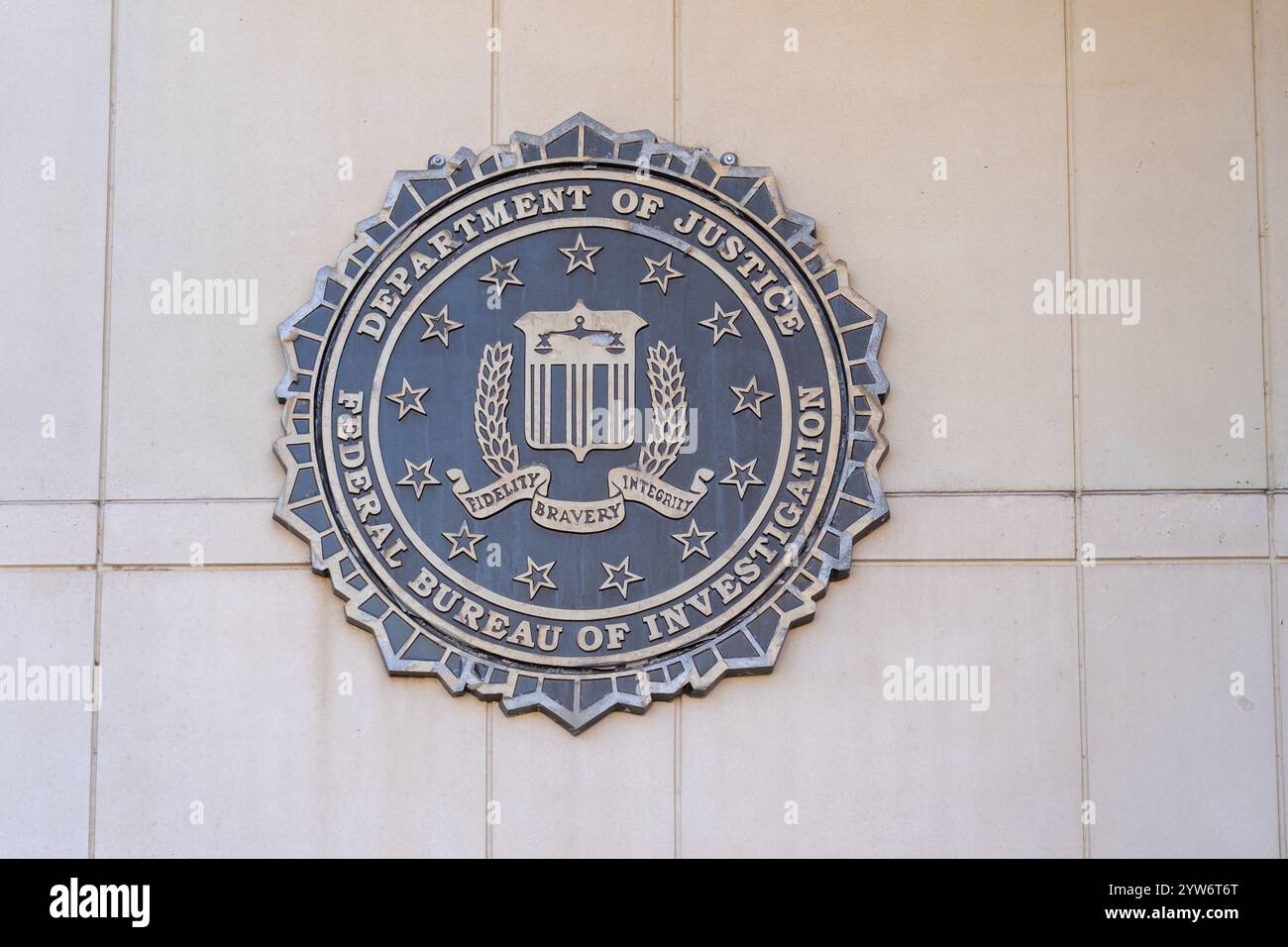 Sceau du Federal Bureau of investigation (FBI) devant leur bureau à Buffalo, NY, États-Unis Banque D'Images