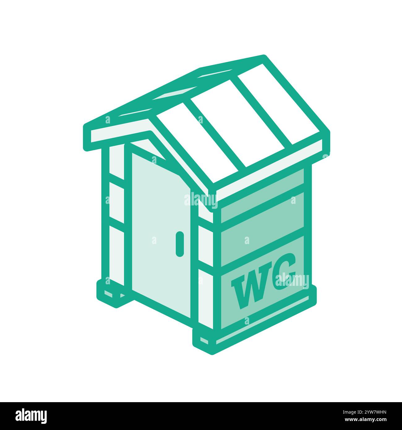 Icône de toilette chimique portable. Cabine de toilettes sèches isométriques. Illustration vectorielle. Objet isolé sur blanc. Style de contour. Illustration de Vecteur