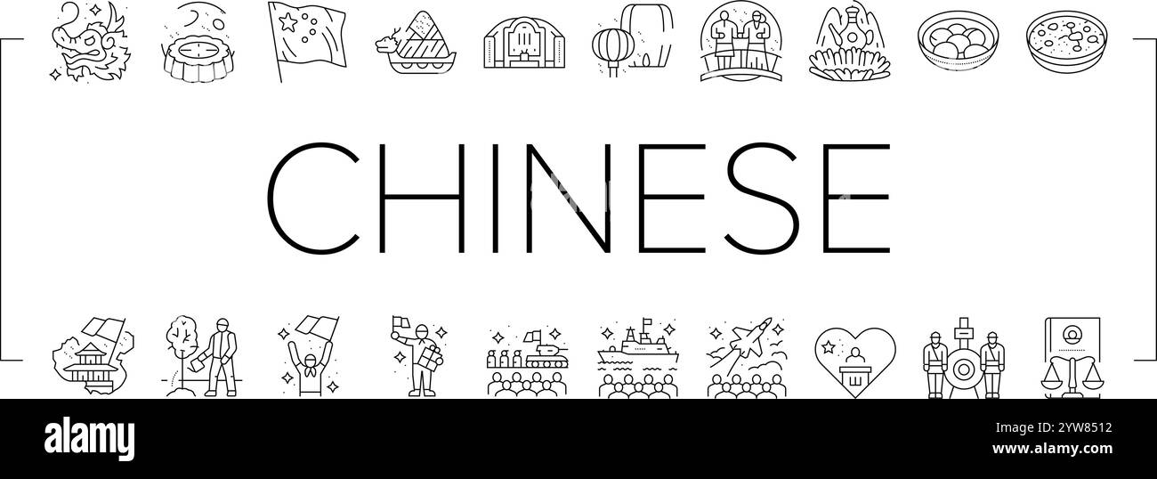année de vacances chinoises chine nouvelles icônes set vecteur Illustration de Vecteur
