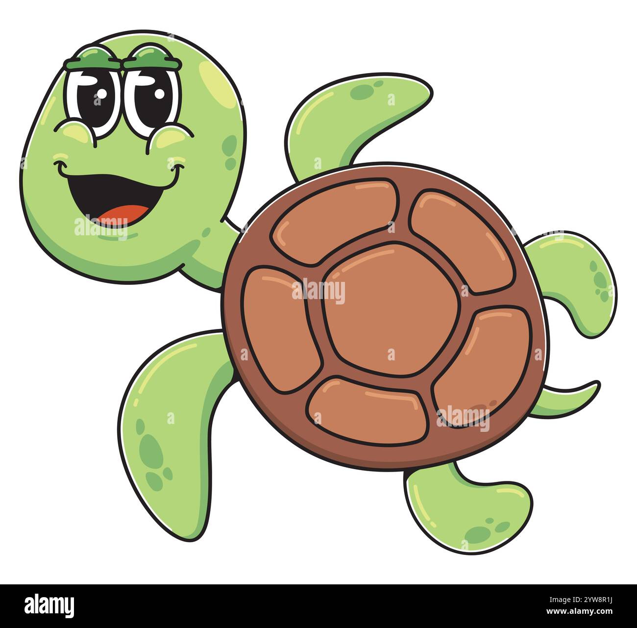 Jolie tortue de mer de dessin animé – illustration d'animal marin souriant Illustration de Vecteur