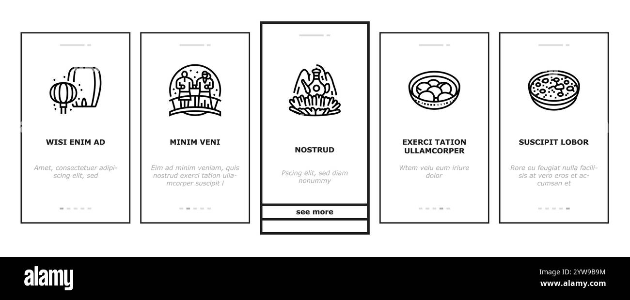 année de vacances chinoises chine nouveau vecteur de jeu d'icônes d'onboarding Illustration de Vecteur