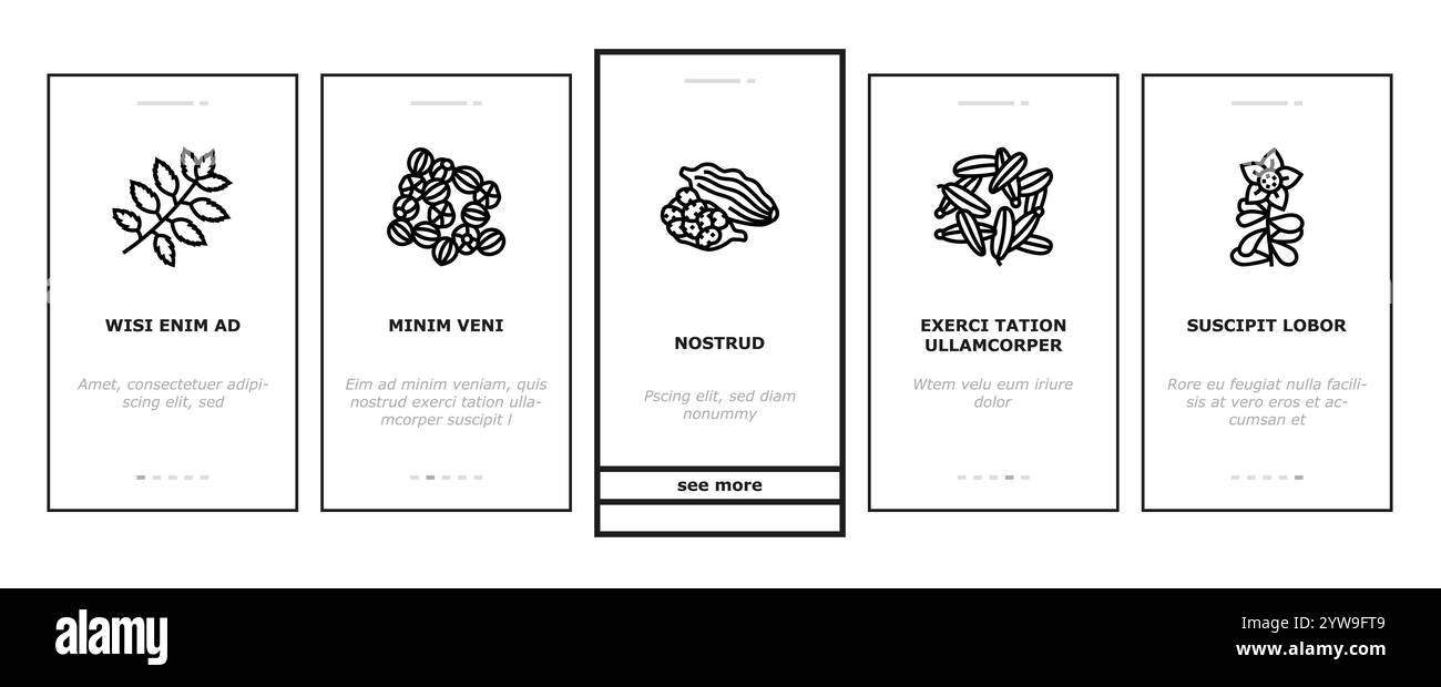 ayurvedic herbs médecine santé onboarding icônes set vecteur Illustration de Vecteur