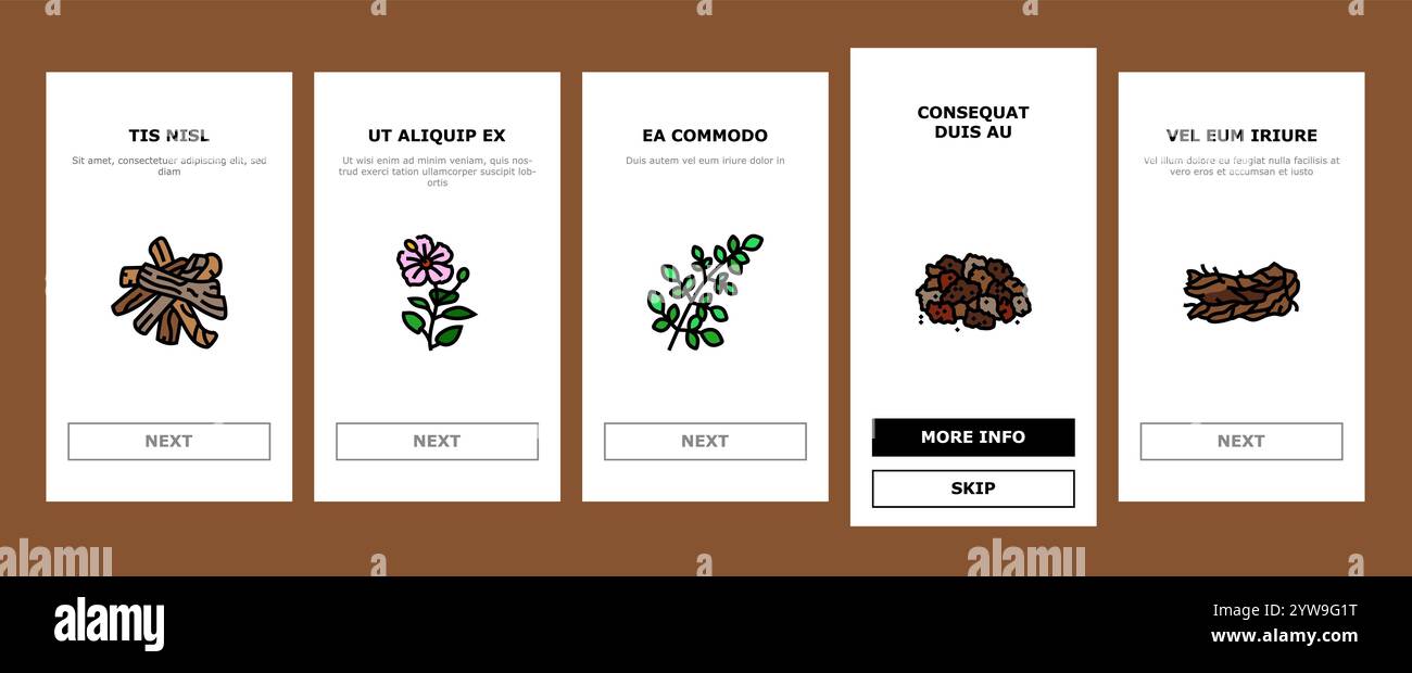 ayurvedic herbs médecine santé onboarding icônes set vecteur Illustration de Vecteur