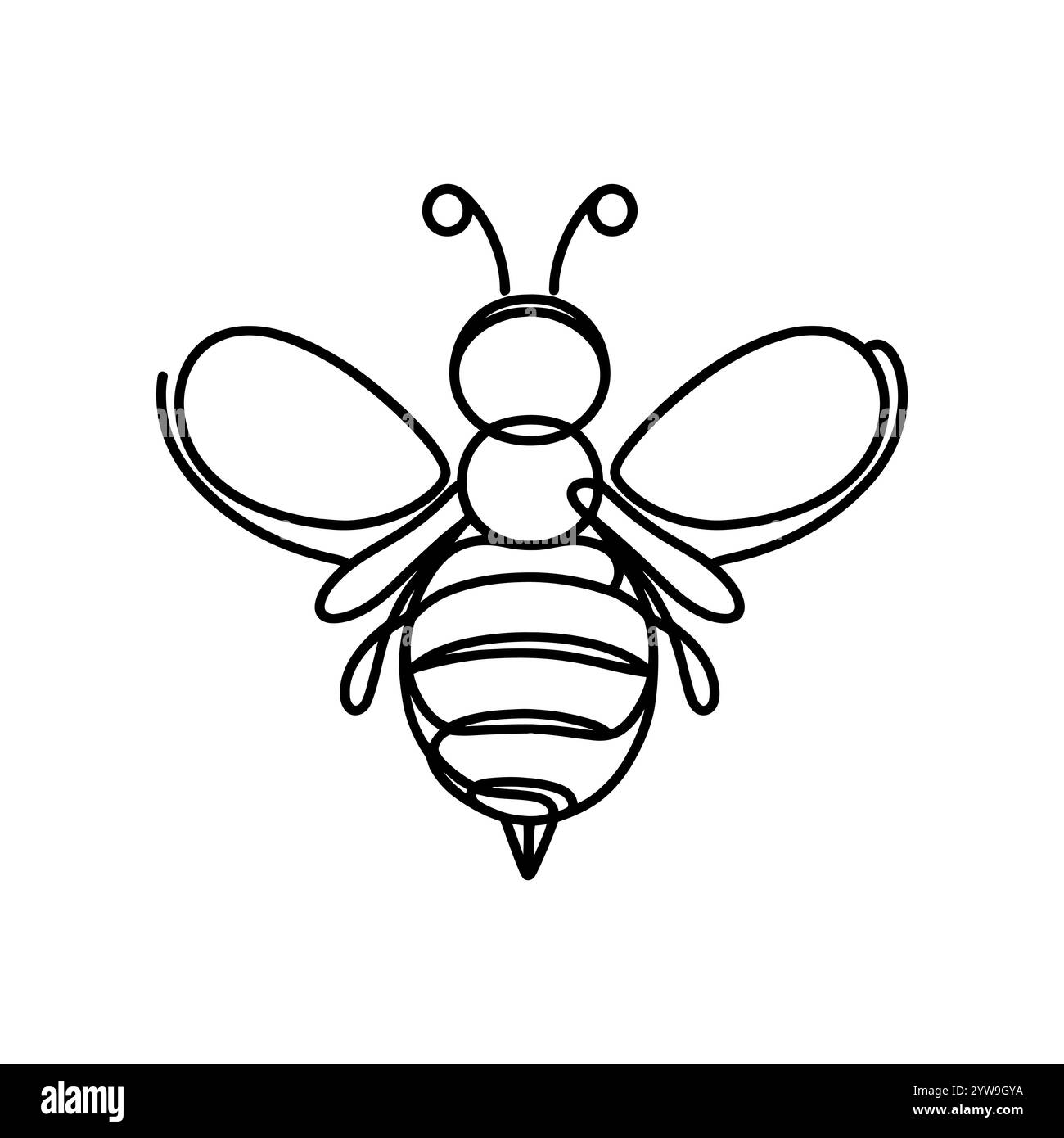 Icône d'abeille linéaire isolé sur fond blanc. Symbole d'abeille noire. Illustration vectorielle Illustration de Vecteur