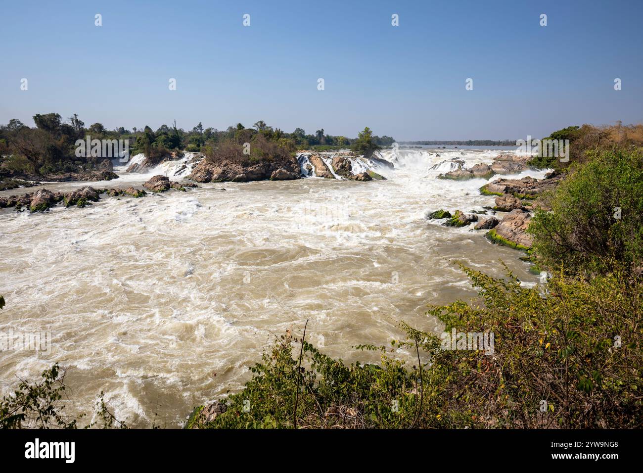 Chute d'eau de Khone Phapheng sur le fleuve Mékong, province de Champasak, Laos, Asie du Sud-est Banque D'Images