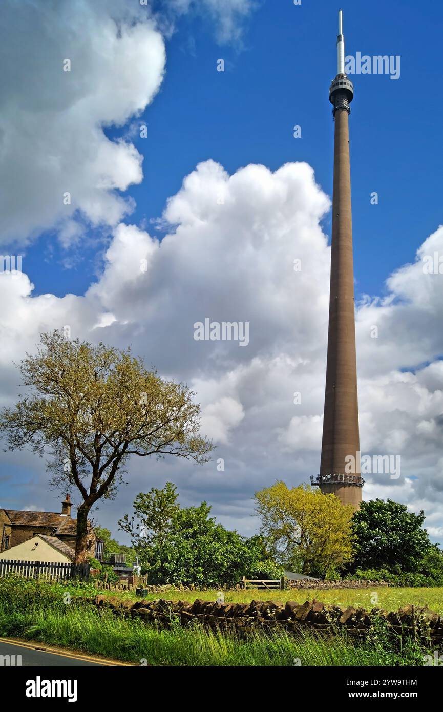 Royaume-Uni, West Yorkshire, Emley Moor transmission Station. Banque D'Images