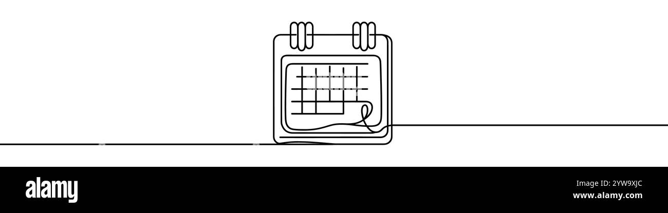 Une illustration en ligne continue d'un calendrier, isolé sur fond blanc. Dessin au trait du calendrier Illustration de Vecteur