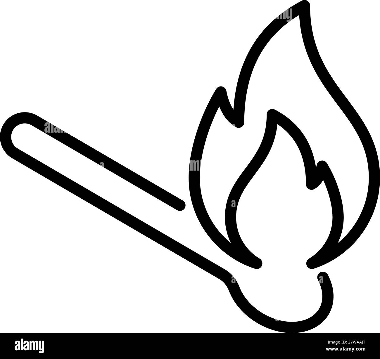 Icône de ligne de correspondance de gravure. Signe vectoriel de contour de feu. Pictogramme de style linéaire flamme. Symbole, illustration du logo. Contour modifiable Illustration de Vecteur