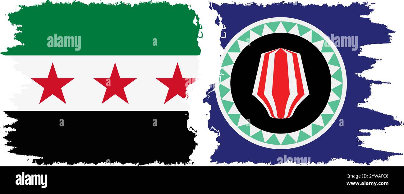 Bougainville et la révolution syrienne grunge drapeaux connexion, vecteur Illustration de Vecteur