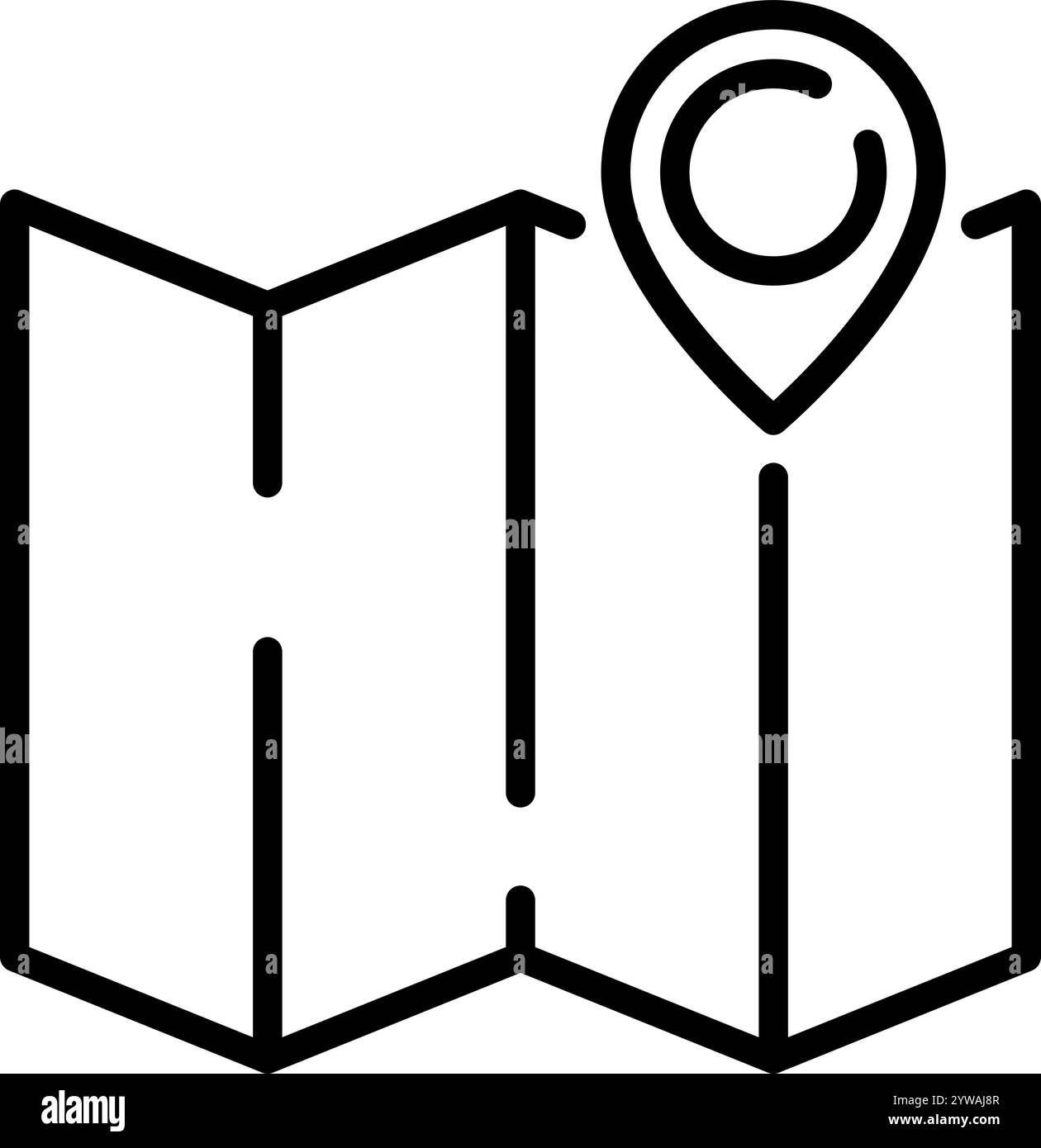 Emplacement sur l'icône de ligne de carte. Signe vectoriel de contour de navigation. Pictogramme de style linéaire de géolocalisation. Symbole, illustration du logo. Contour modifiable Illustration de Vecteur