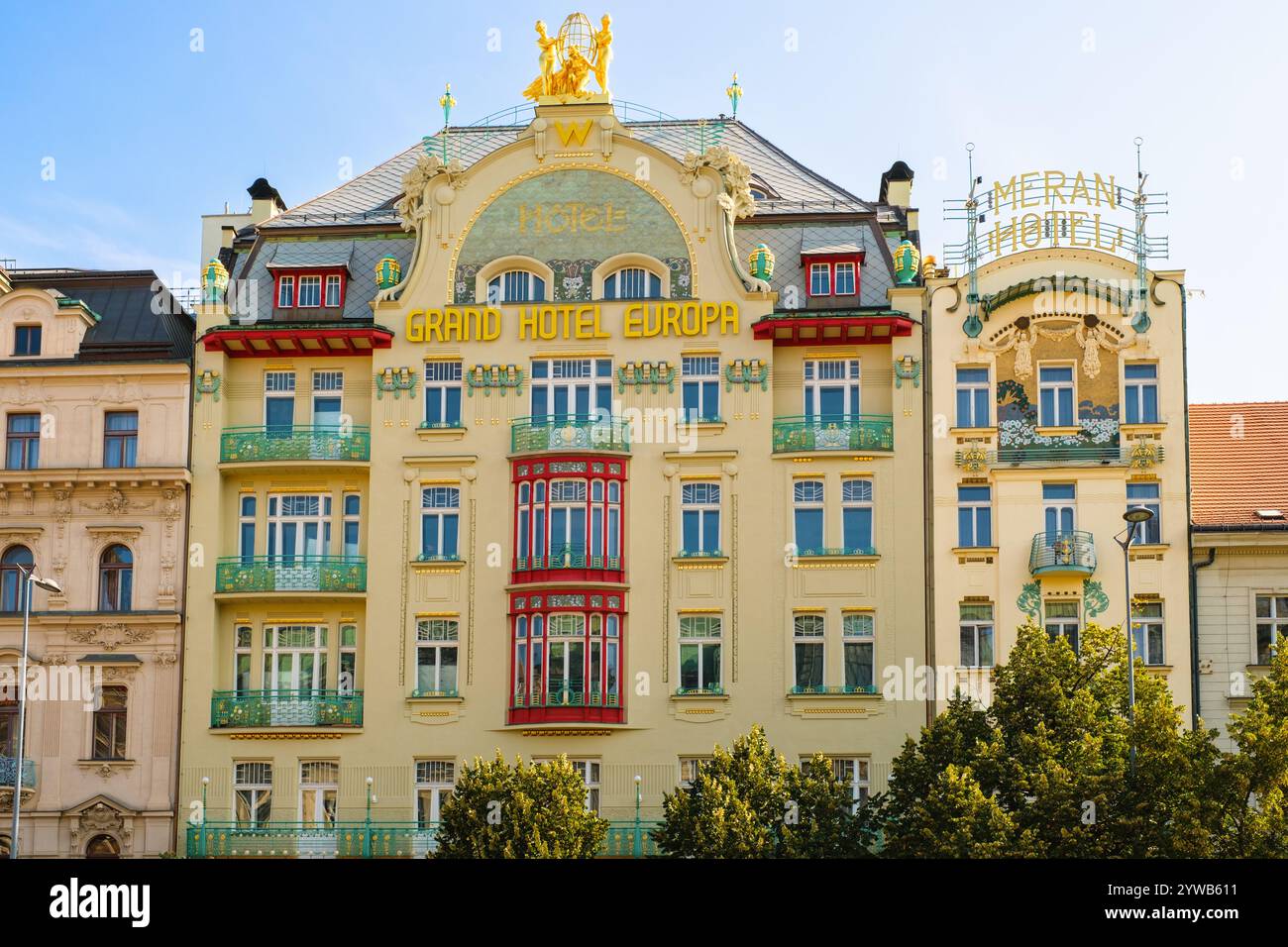 Grans Hotel Europa, Art Nouveau architecture, Prague, République tchèque, Tchéquie. Banque D'Images