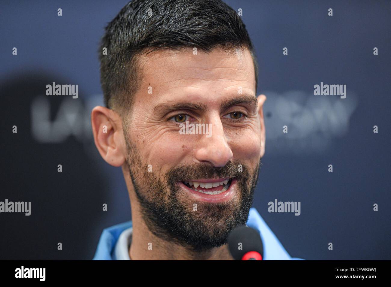 Novak Djokovic (Serbie) lors d’une conférence de presse précédant l’exposition et le match d’adieu de Juan Martin del Potro. Banque D'Images