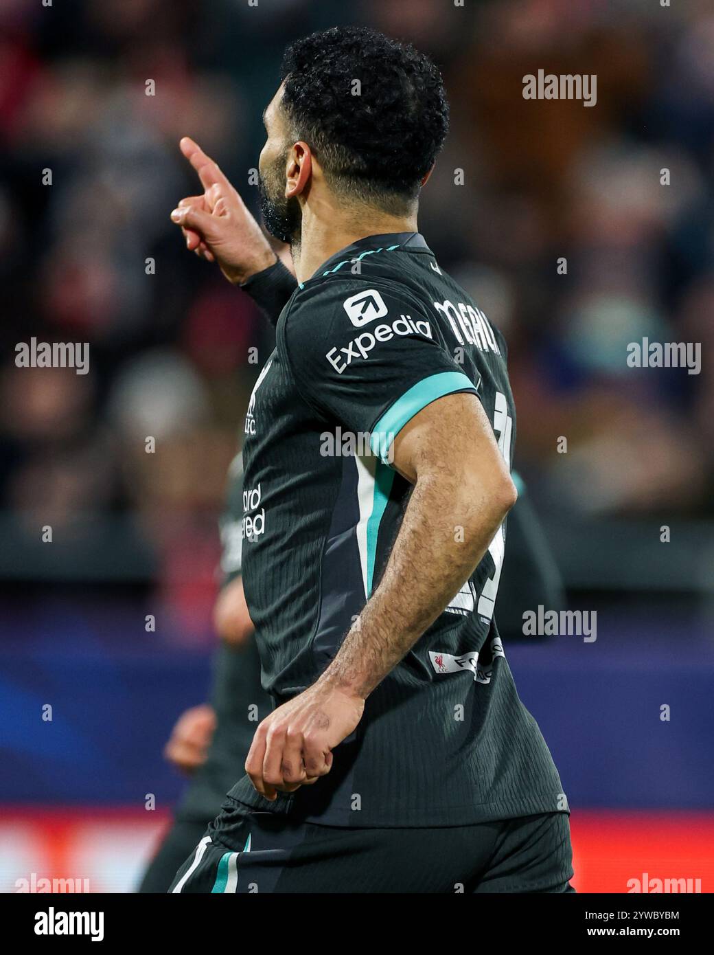 Gérone, Espagne. 10 décembre 2024. Gérone, Espagne, 22 octobre 2024 : Mohamed Salah Hamed Mahrous Ghaly (11 Liverpool FC) célèbre après avoir marqué lors du match de football de l'UEFA Champions League entre Girona FC et Liverpool FC au stade Montilivi de Gérone, Espagne (Judit Cartiel/SPP) crédit : SPP Sport Press photo. /Alamy Live News Banque D'Images