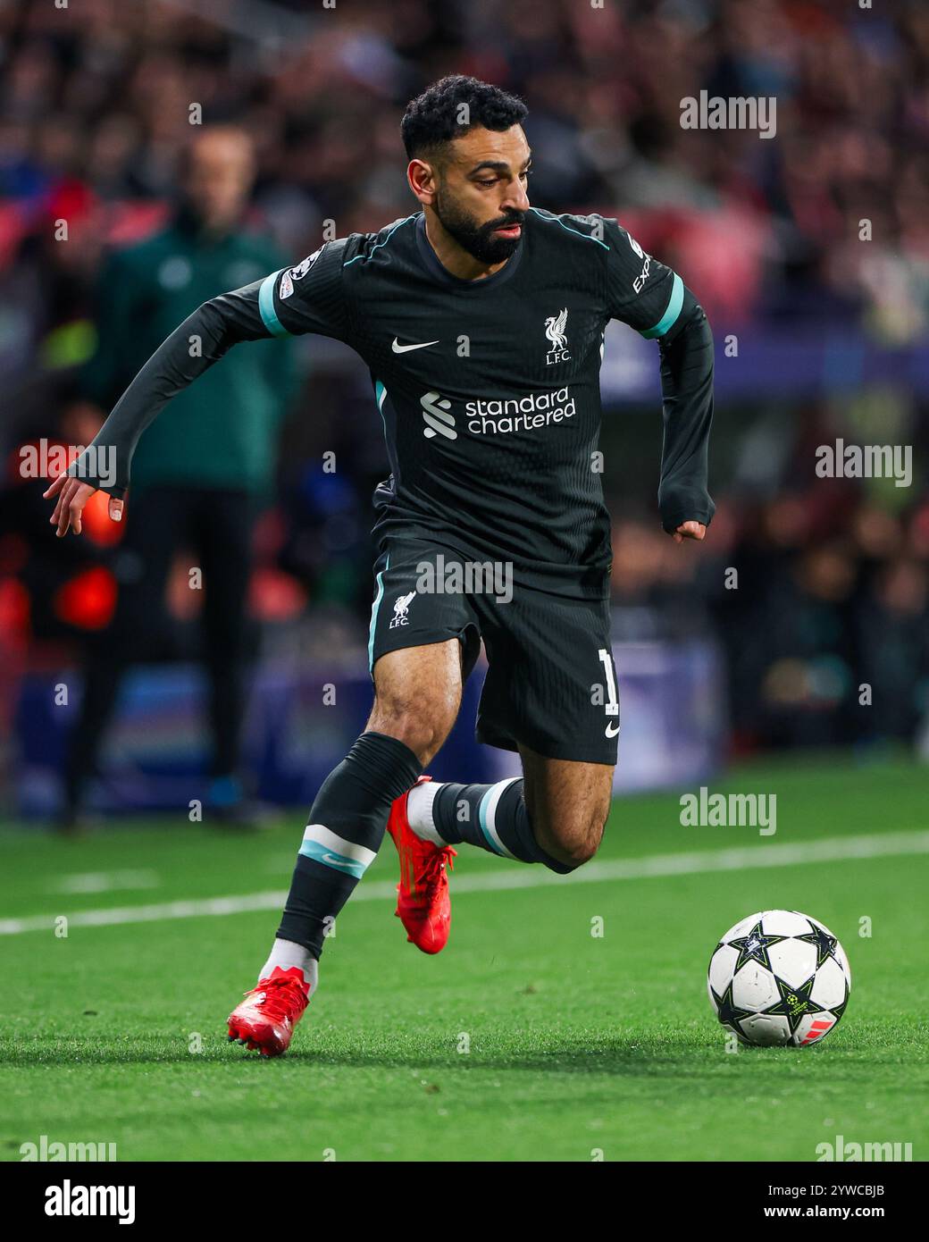 Gérone, Espagne. 10 décembre 2024. Gérone, Espagne, 22 octobre 2024 : Mohamed Salah Hamed Mahrous Ghaly (11 Liverpool FC) en action lors du match de football de l'UEFA Champions League entre Girona FC et Liverpool FC au stade Montilivi de Gérone, Espagne (Judit Cartiel/SPP) crédit : SPP Sport Press photo. /Alamy Live News Banque D'Images