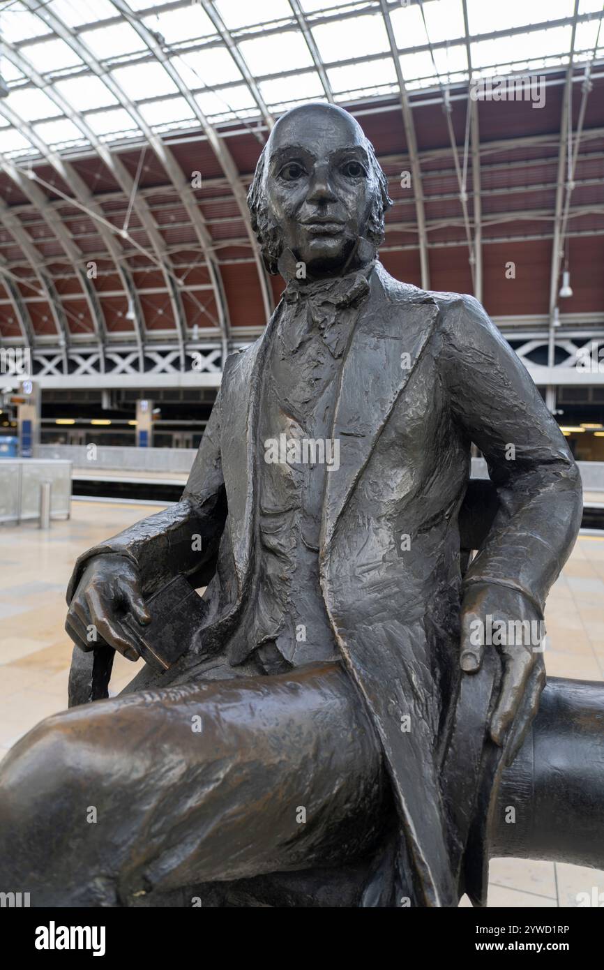 Isambard Kingdom Brunel Statue à Paddington Station, Londres. Banque D'Images