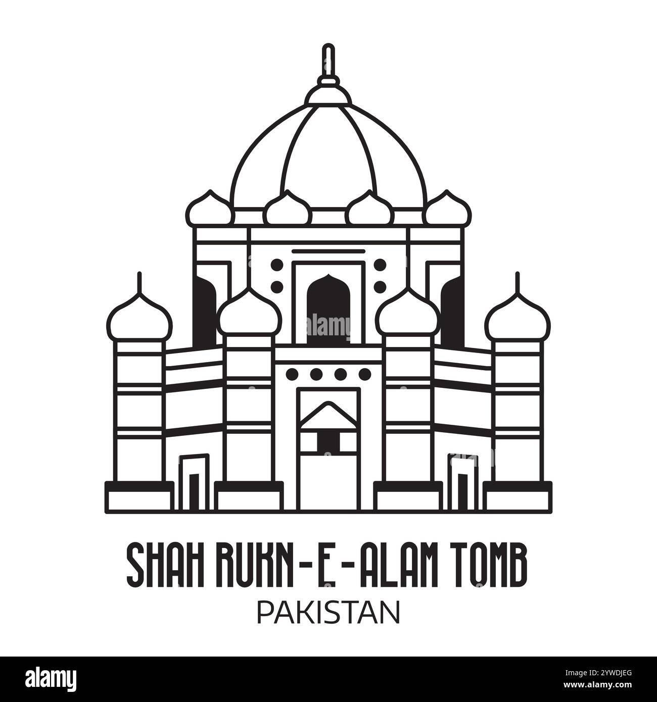 Tombe de Shah Rukn-e-Alam au Pakistan Illustration de Vecteur