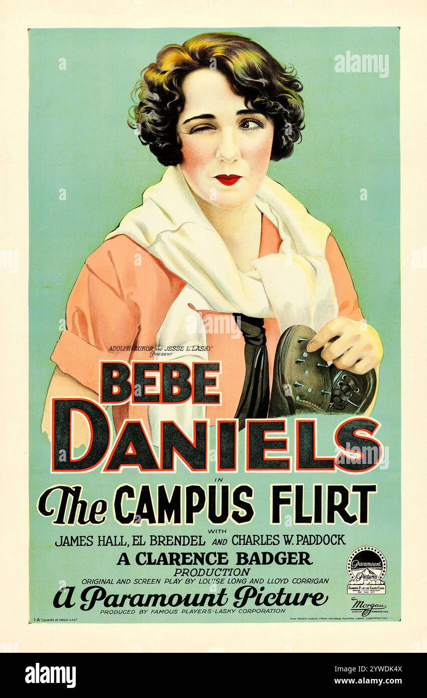 Jesse l Lasky présente le Campus Flirt (Paramount, 1926) Bebe Daniels, James Hall, El Brendel et Charles W Paddock - Une production Clarence Badger Banque D'Images