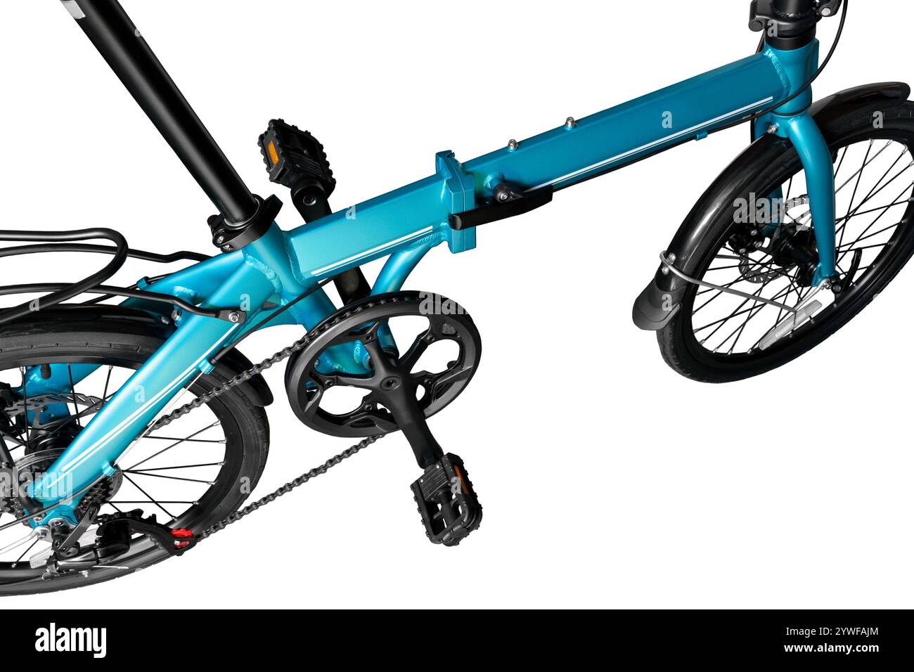 Cadre de bicyclette pliant. Gros plan. Isolé sur fond blanc. Banque D'Images