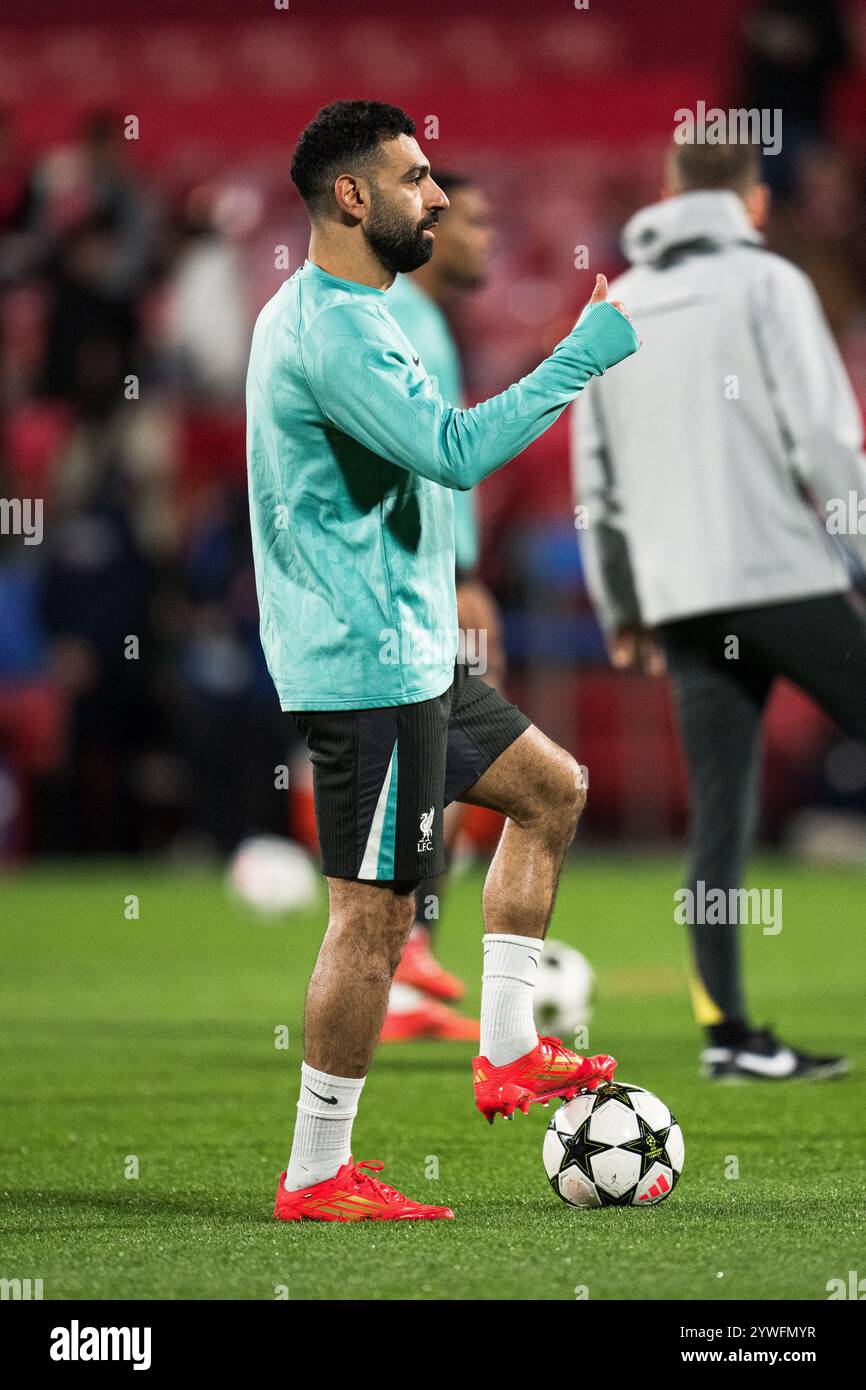 Gérone, Espagne, 10 décembre 2024. Espagne-Football - Champions League - League Stage - Girona FC v Liverpool. (11) Mohamed Salah crédit : Joan G/Alamy Live News Banque D'Images