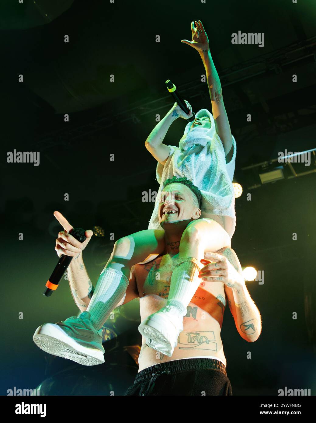 Barcelone, Espagne. 18 avril 2024. Die Antwoord (groupe de hip-hop alternatif sud-africain) se produit au Razzmatazz. Banque D'Images