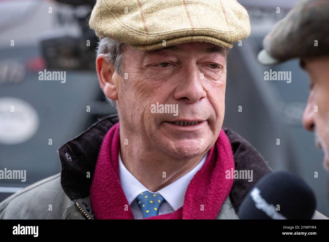 Londres les agriculteurs britanniques protestent à Westminster contre les changements dans les droits de succession. Photo Nigel Farage crédit : Ian Davidson/Alamy Live News Banque D'Images