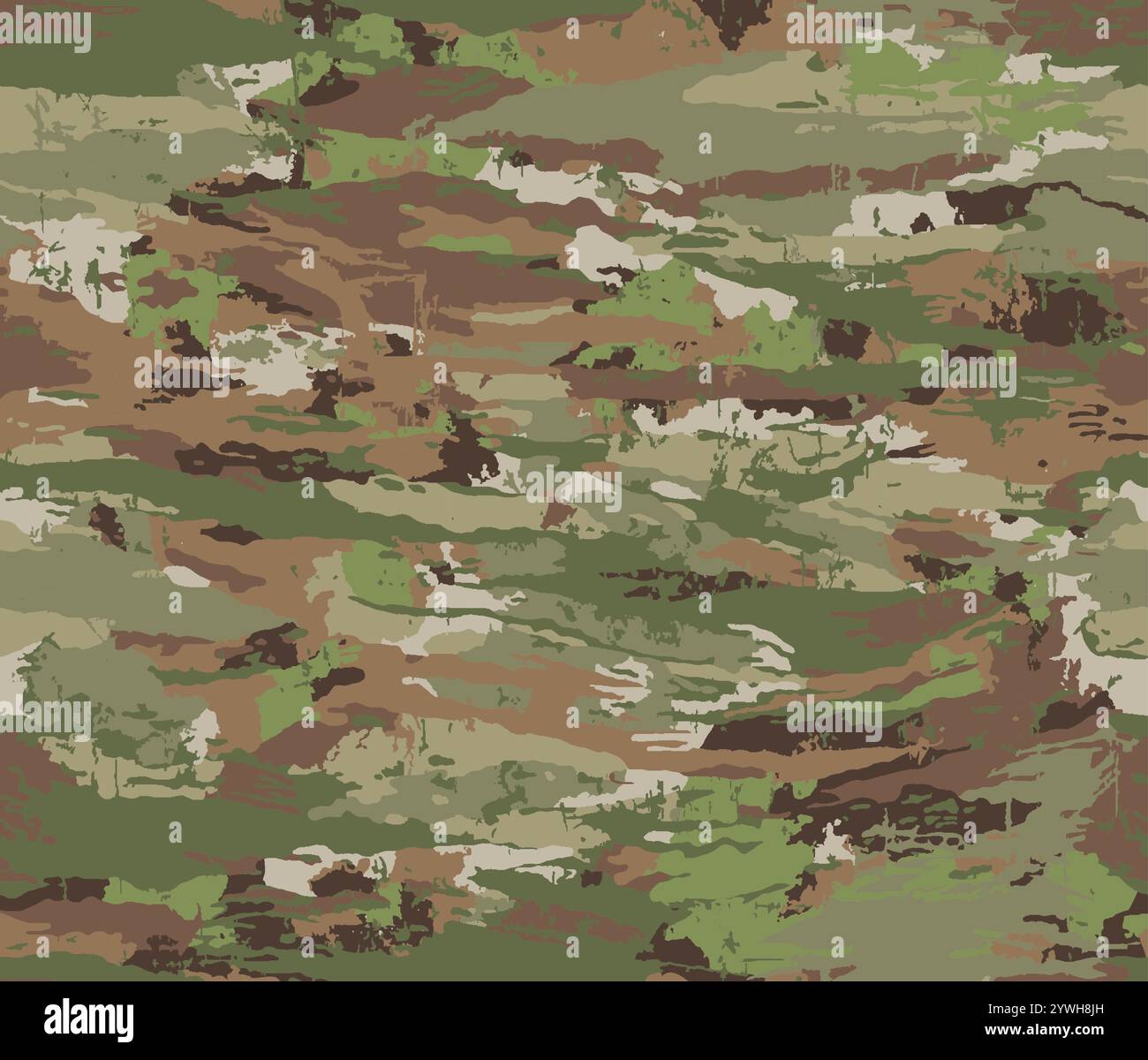 Motif camouflage militaire sans couture avec un mélange de tons terreux tels que vert foncé, kaki, marron, conçu pour se fondre dans un environnement naturel. Illustration de Vecteur