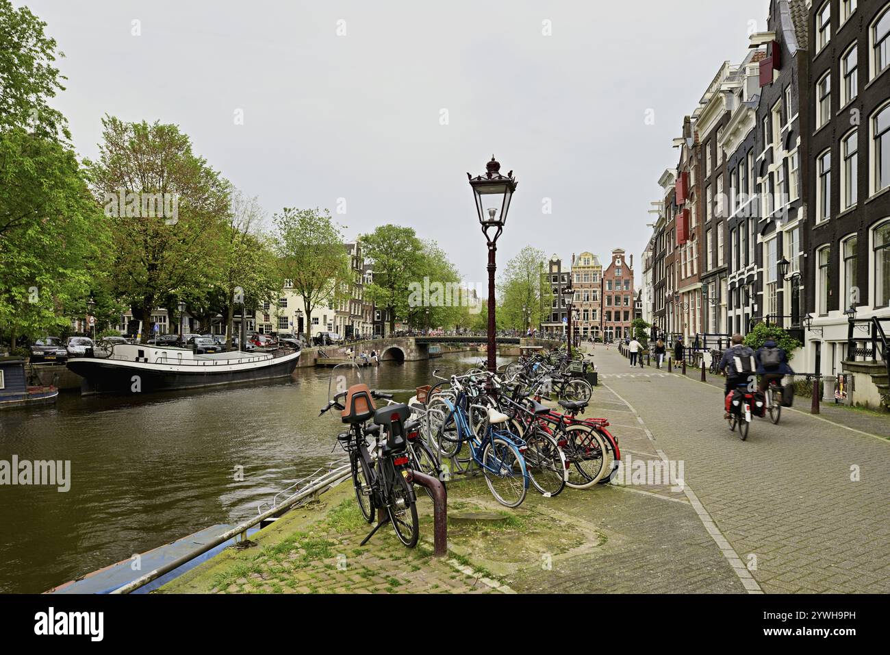 Vélos garés au Brouwersgracht, Amsterdam, Province de Hollande du Nord, pays-Bas Banque D'Images