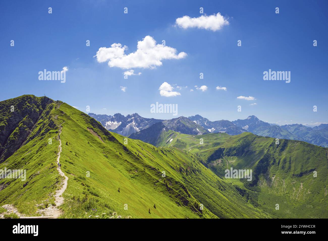 Sentier de randonnée de Soellereck à Fellhorn, 2038m, Allgaeu Alpes, Bavière, Allemagne, Europe Banque D'Images