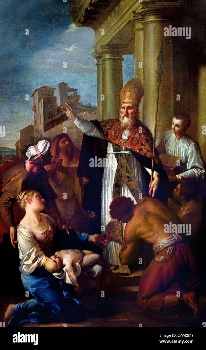 Saint Evêque ressuscite un enfant 1753 par Louis Galloche PARIS 1670-1761 , France Musée des Beaux-Arts, Français . ( ressusciter d'entre les morts, restaurer la vie, ramener à la vie, raviver ) Banque D'Images