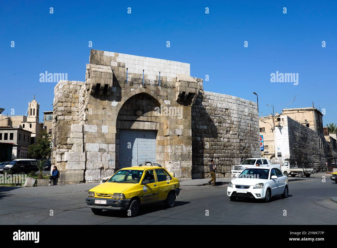 Historique Thomas Gate (Bab Touma) dans la vieille ville historique de Damas, Syrie Banque D'Images