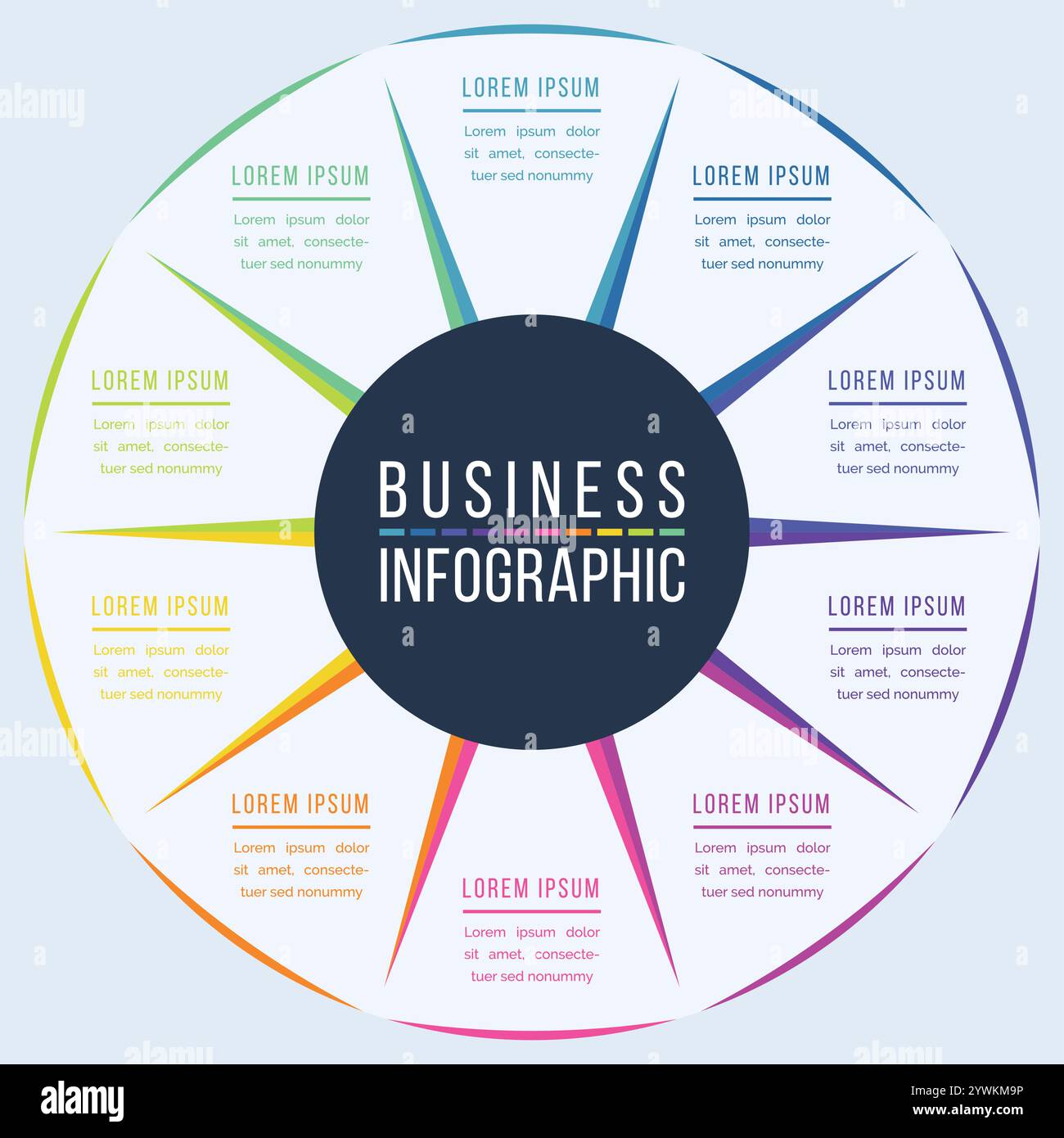 Modèle infographique informations d'affaires 10 objets, étapes, éléments ou options infographie conception Illustration de Vecteur