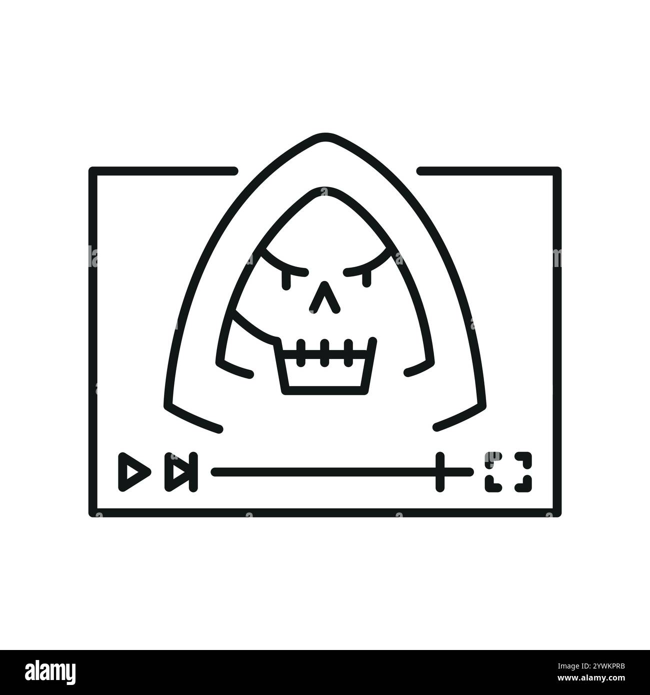 Icône noire de ligne de genre de film d'horreur. Signez pour la page Web, l'application mobile, le bouton, le logo. Bouton isolé de vecteur. Contour modifiable. Illustration de Vecteur