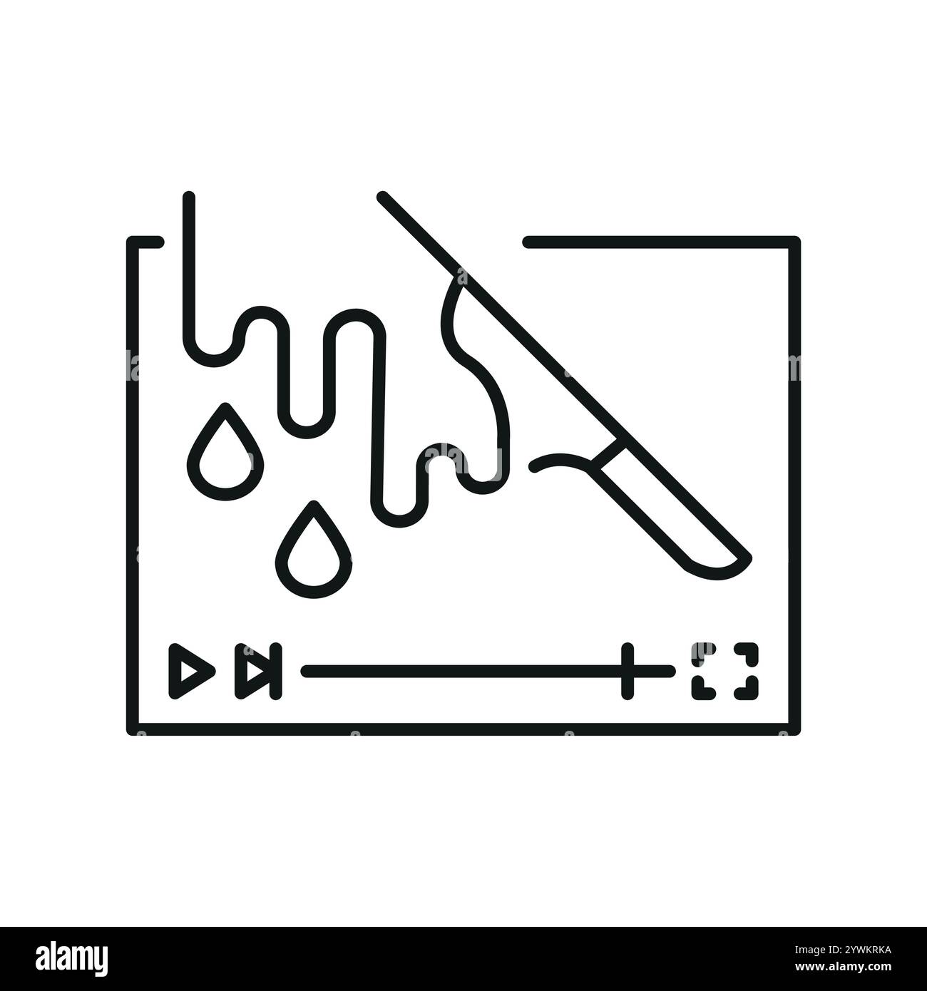 Icône noire de ligne de genre de film thriller. Signez pour la page Web, l'application mobile, le bouton, le logo. Bouton isolé de vecteur. Contour modifiable. Illustration de Vecteur