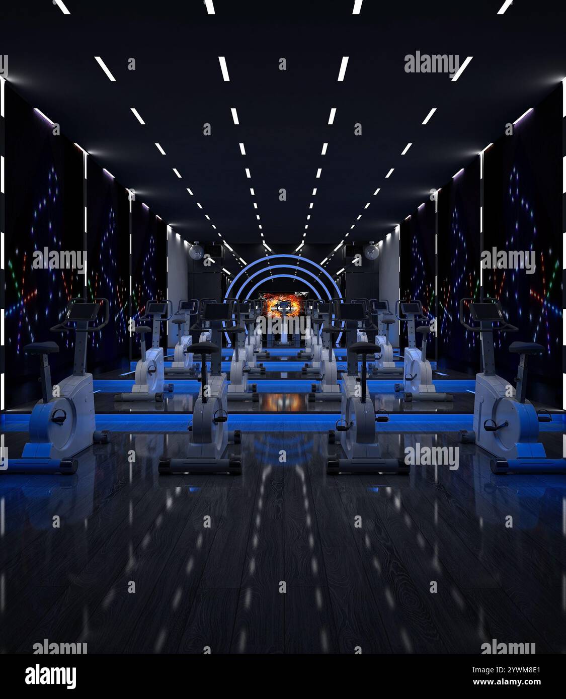 studio de plaques de fitness de rendu 3d. Banque D'Images