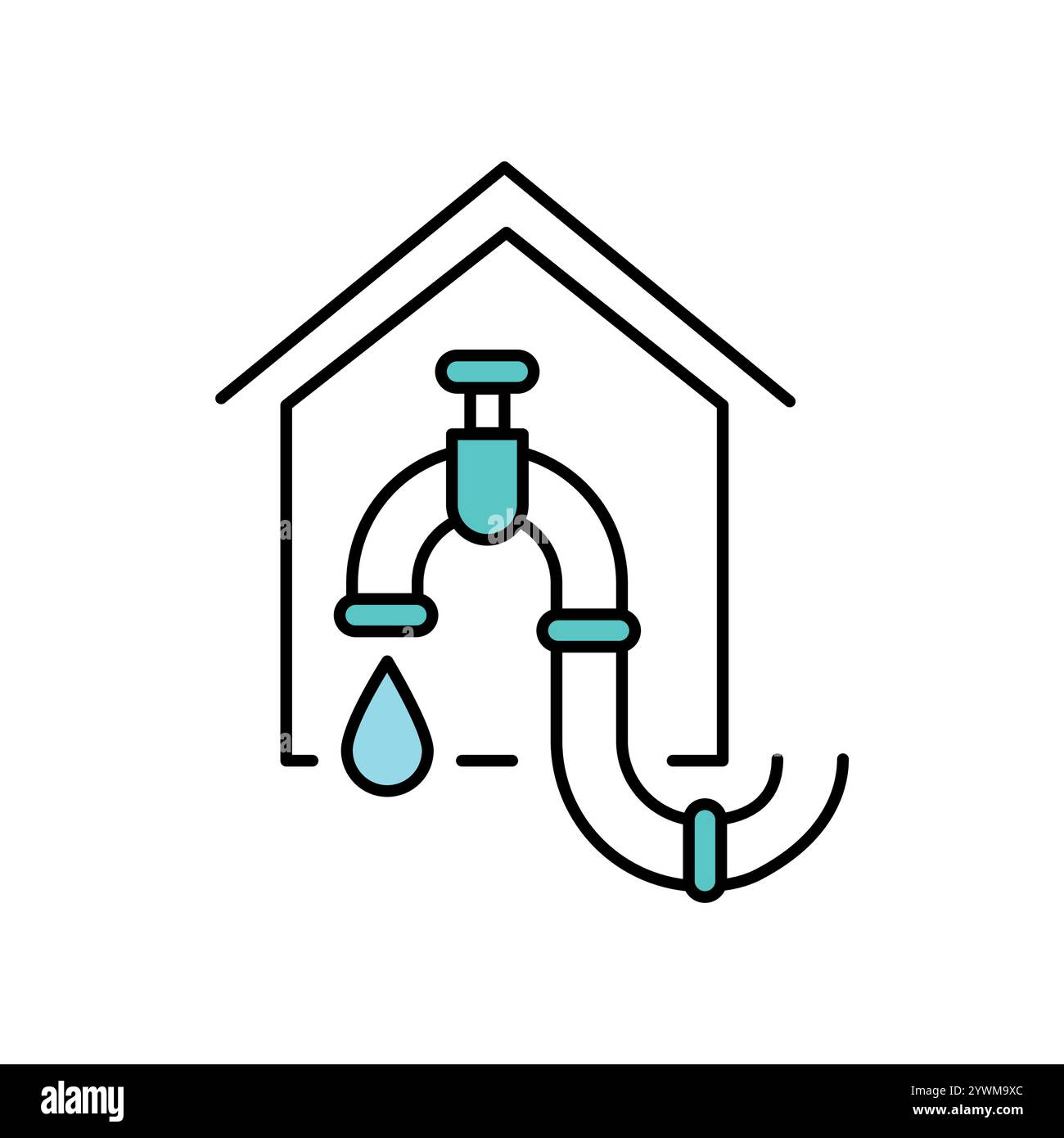 Icône de couleur de la conduite d'alimentation en eau. Signez pour la page Web, l'application mobile, le bouton, le logo. Bouton isolé de vecteur. Contour modifiable. Illustration de Vecteur