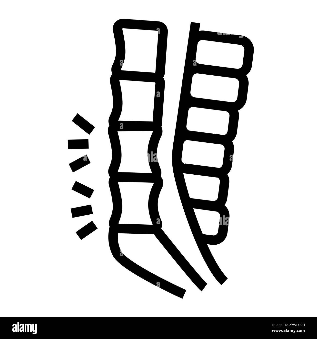 Icône noire de ligne de spondylolisthésis. Bouton isolé de vecteur. Contour modifiable. Illustration de Vecteur