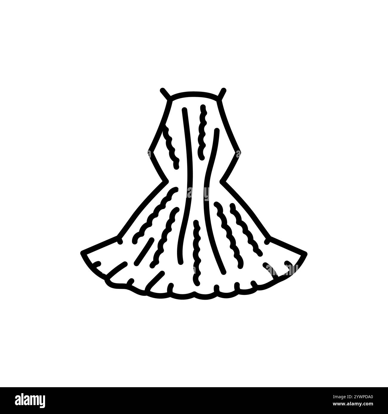 Robe en crochet icône ligne noire. Vêtements d'été. Elément isolé par vecteur. Illustration de Vecteur
