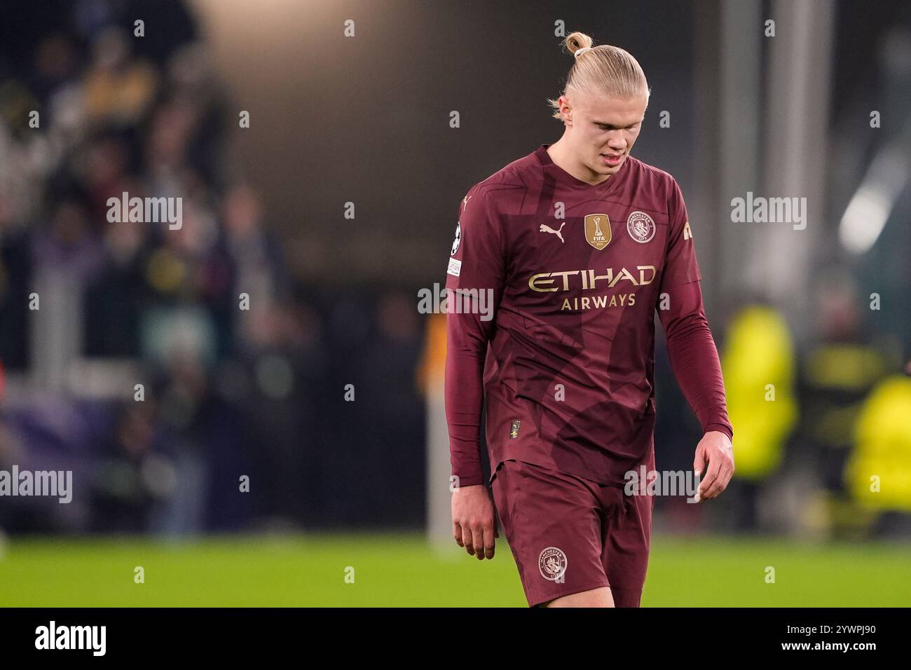 Torino, Italie. 11 décembre 2024. Erling Haaland de Manchester City lors du match de football de l'UEFA Champions League opposant la Juventus FC et Manchester City au stade Juventus de Turin, dans le nord-ouest de l'Italie, le 11 décembre 2024. Sport - Soccer . (Photo de Fabio Ferrari/LaPresse) crédit : LaPresse/Alamy Live News Banque D'Images